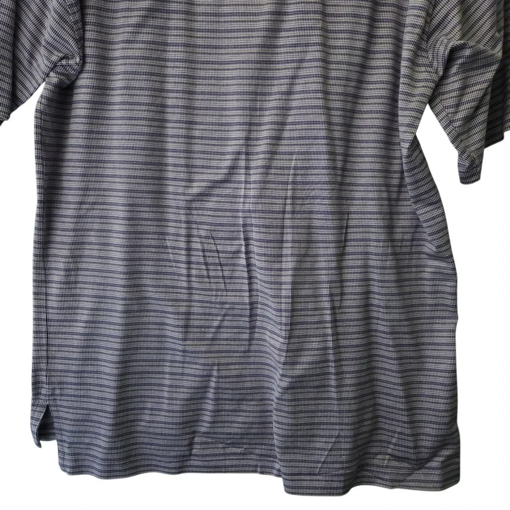 Peter Millar Mens Large Purple Stripe Double Mercerized Cotton‎ Polo Shirt Golf